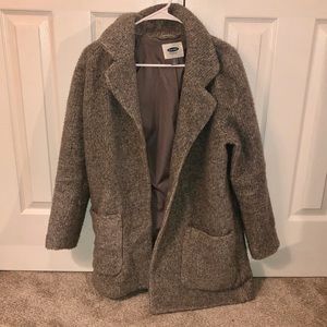 old navy thick grey trench coat (size: s)